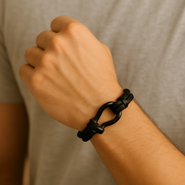 Bracciale Nautico Uomo In Corda Intrecciata – Con Lettera D'Argento A-Z – Regolabile, Paracord Nylon – Bracciale Surfer Per Ragazzi